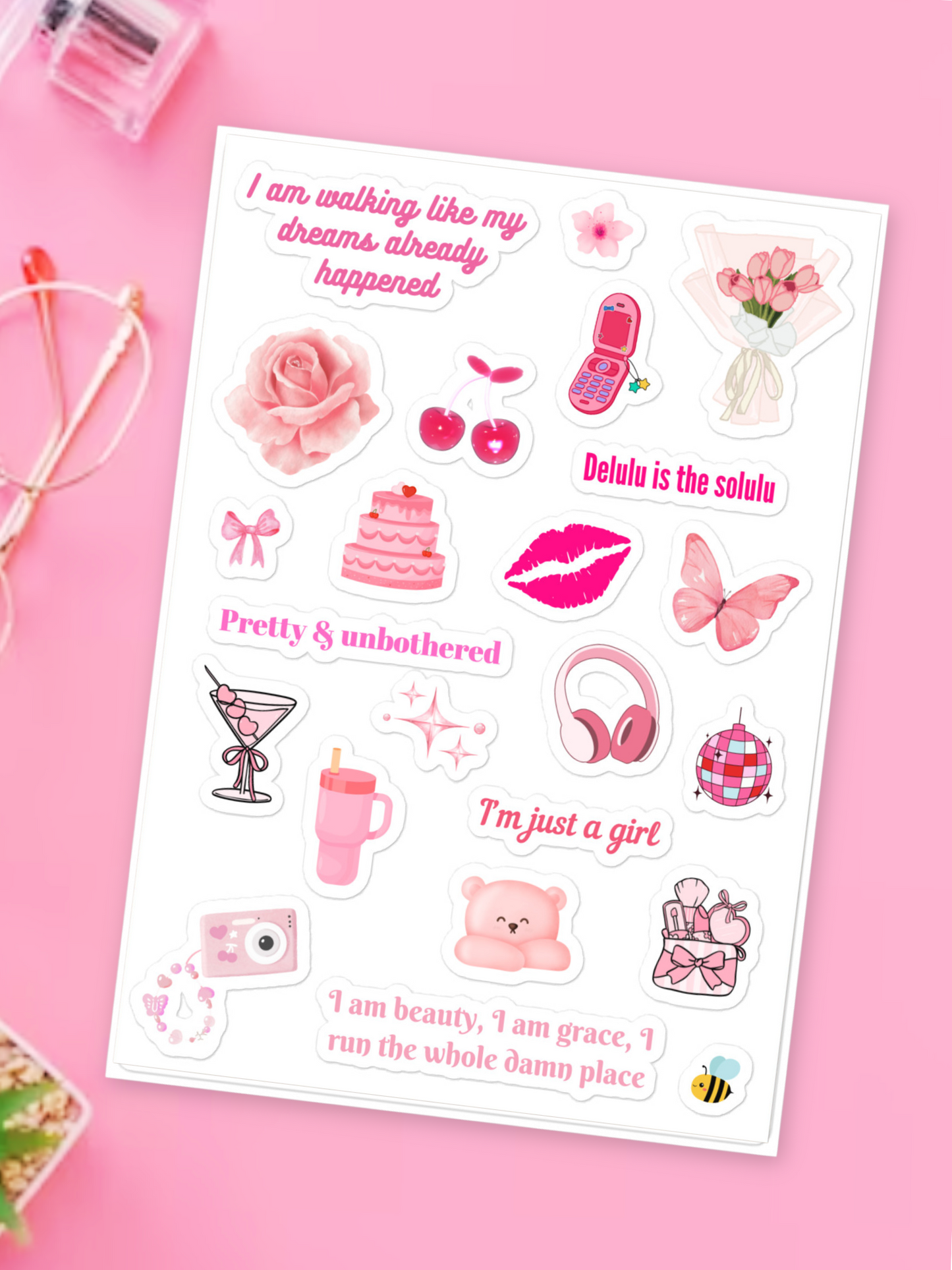 Baddie Affirmation Stickers – Pink Aesthetic