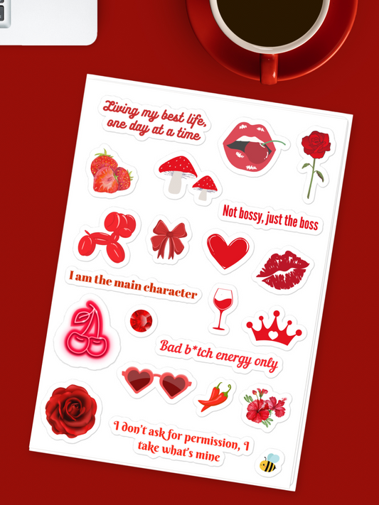 Baddie Affirmation Stickers – Red Aesthetic