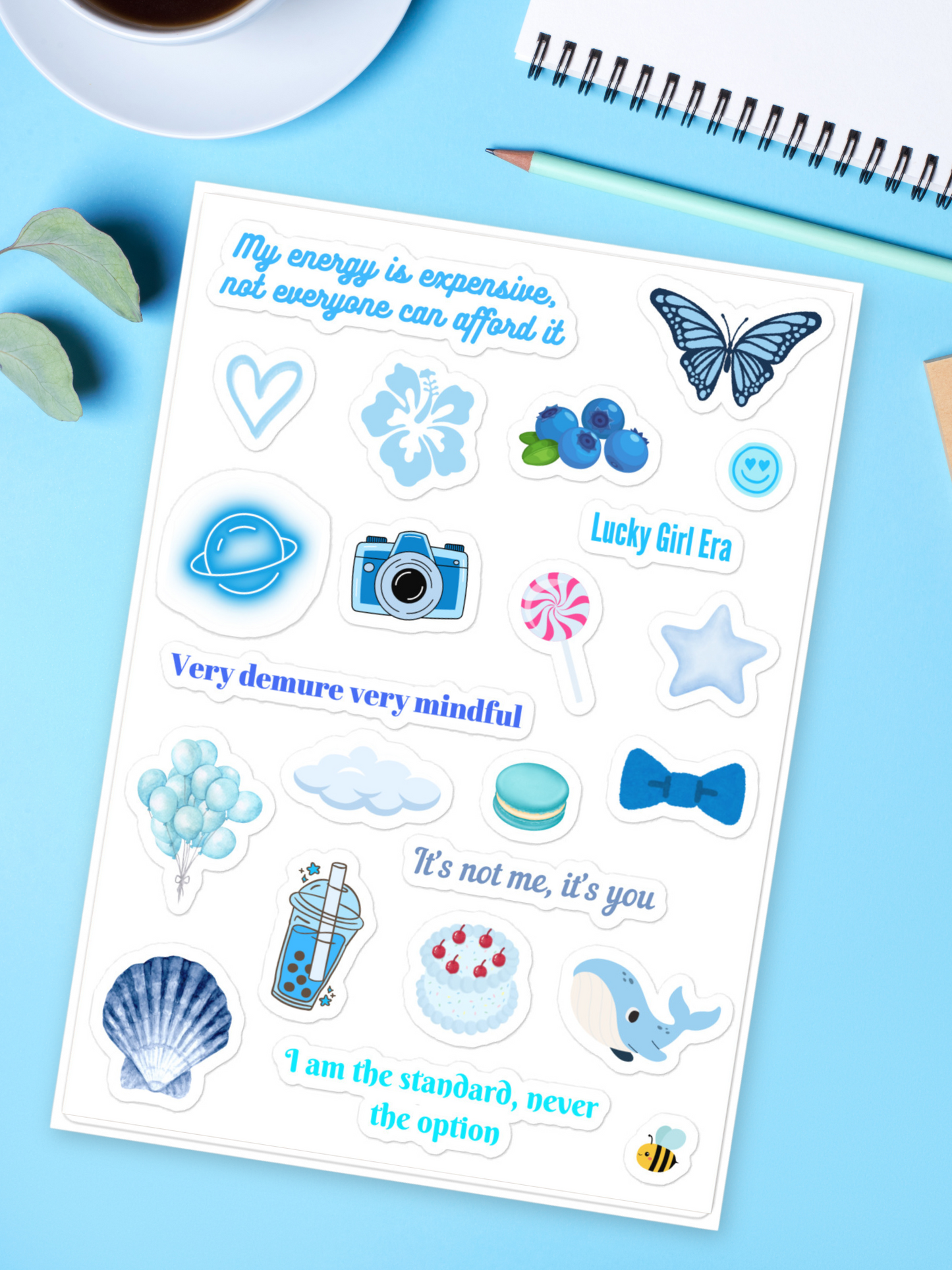 Baddie Affirmation Stickers - Blue Aesthetic